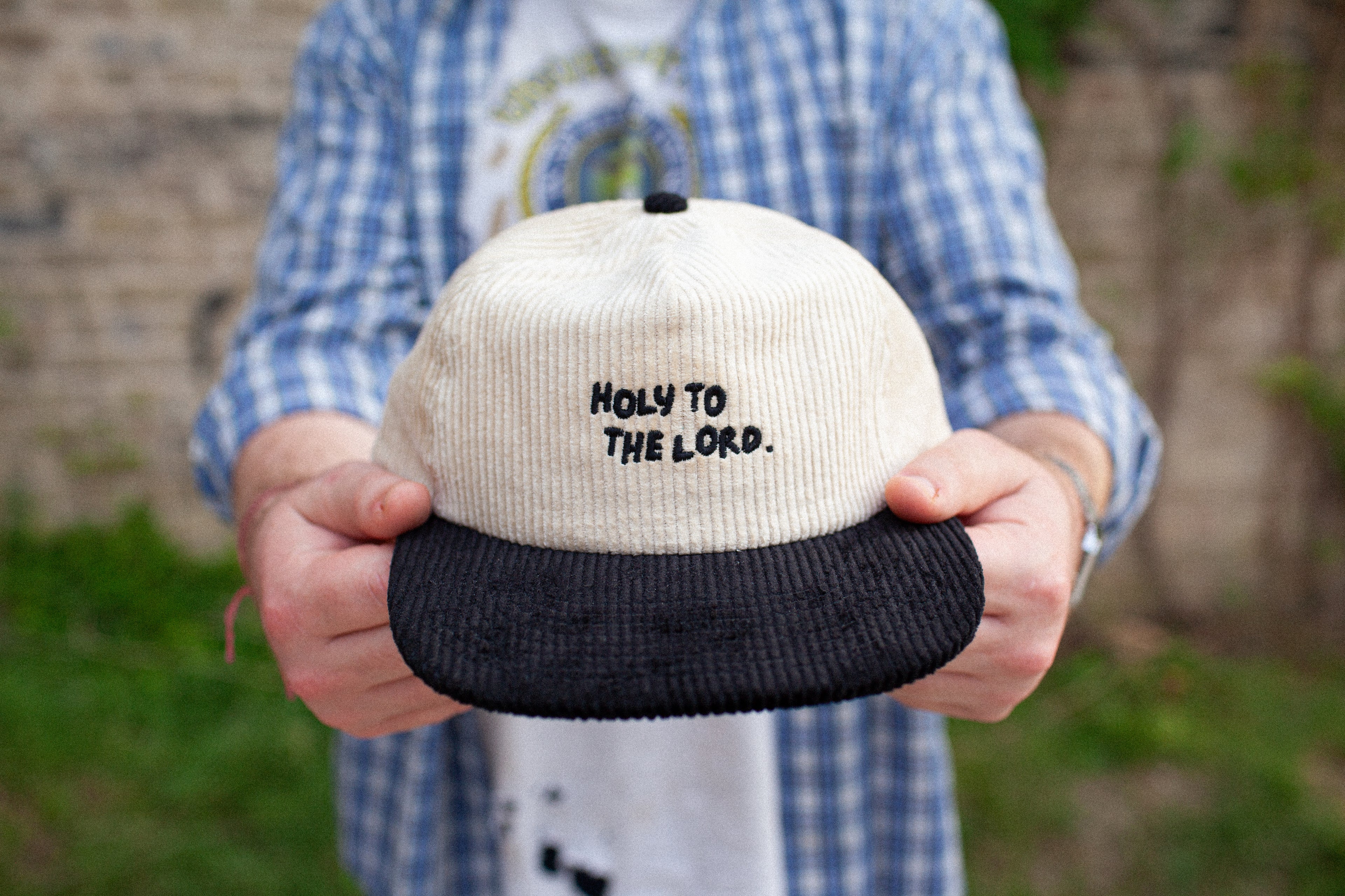 HOLY TO THE LORD - Beige & Black Corduroy Hat