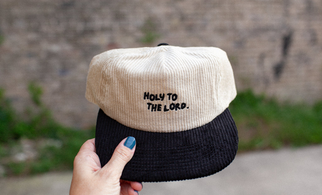 HOLY TO THE LORD - Beige & Black Corduroy Hat